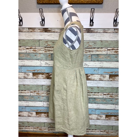 Women's FLAX 100% Linen Shift Dress Sleeveless w/ Pockets Lagonlook Size P 4-6 - Picture 3 of 7